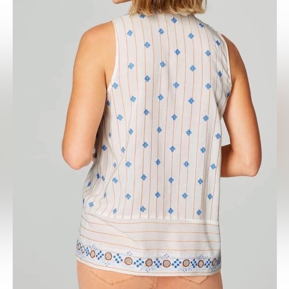 J. JILL “Lilah” Embroidered Sleeveless Tank Blouse V-Neck Boho Tasseles - Picture 4 of 14